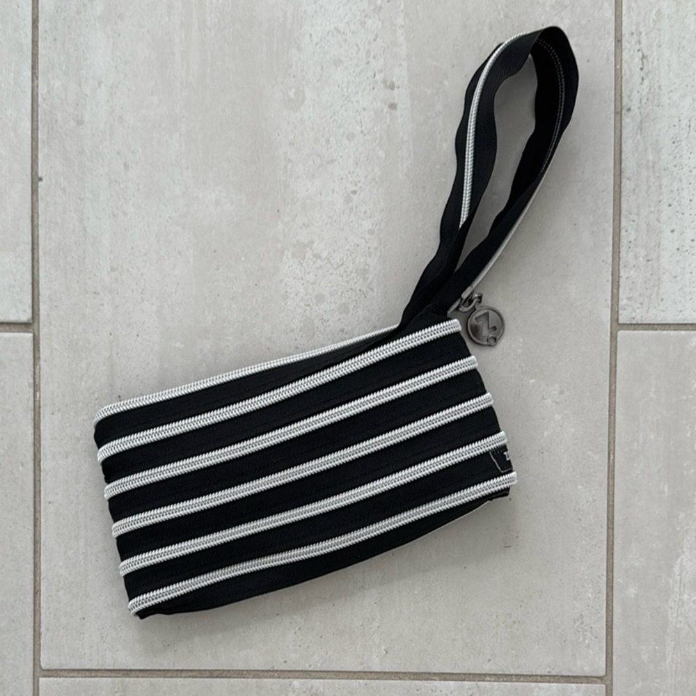 Black and White Striped Wristlet